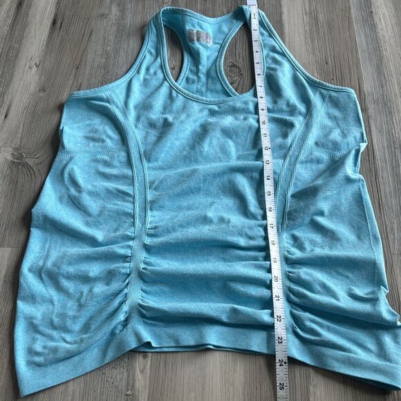 Athleta Blue Racer Back Tank With Rouched Front Size XL - Picture 5 of 7